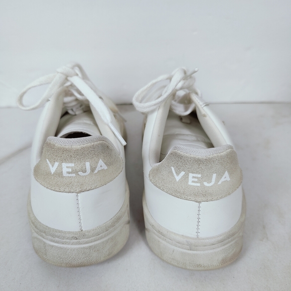 Veja Women's V-12 White Beige Leather Low Sneakers Tennis Shoes, 6 - Picture 5 of 12